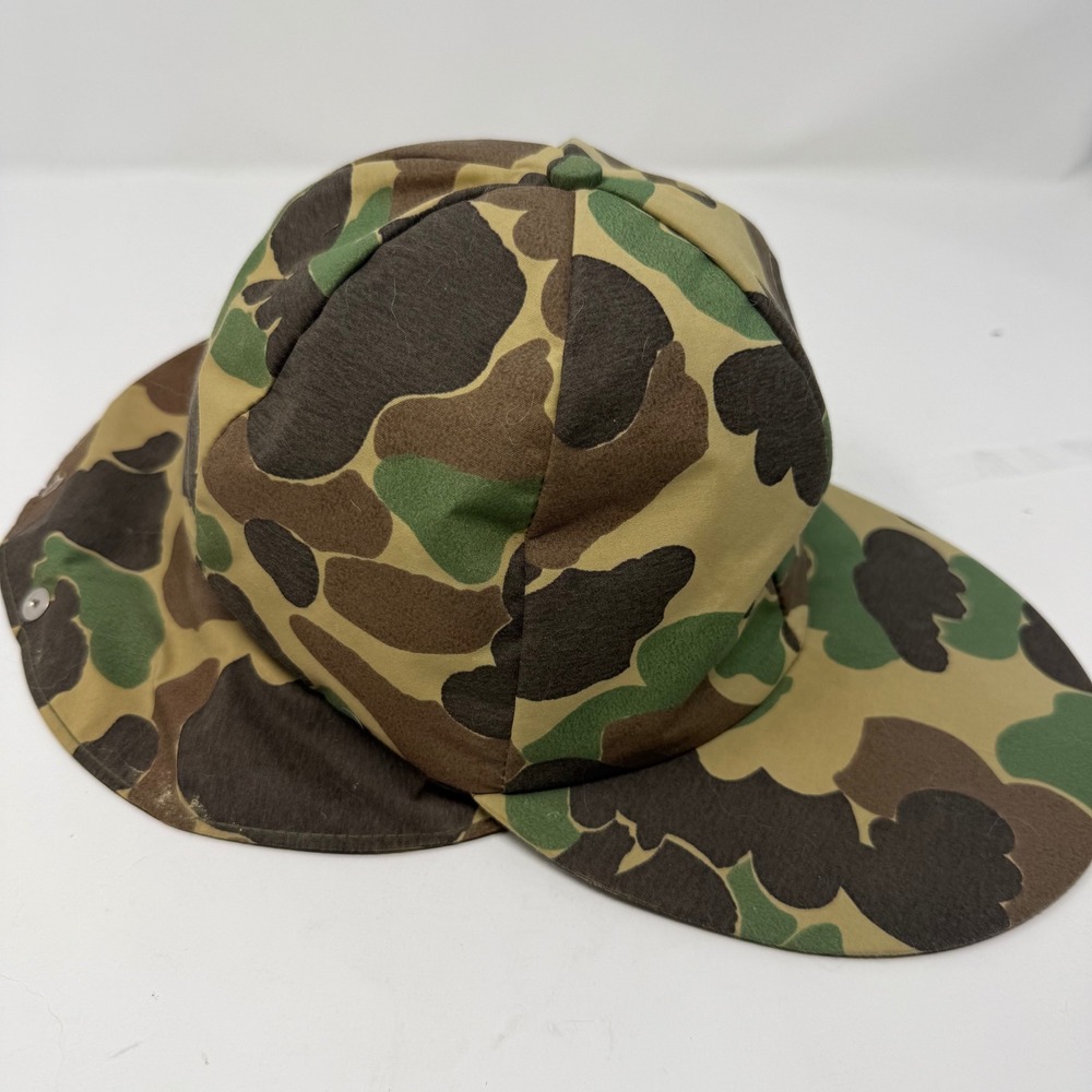 Vintage Duxbak Frog Skin Camo Hunting Hat XL Quilted Lining Ear Flap 637-138